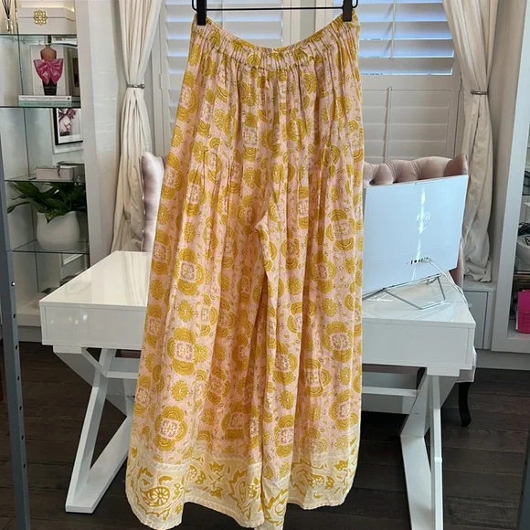 Free People Pink and Yellow Wide Leg Printed Pants - Picture 14 of 16